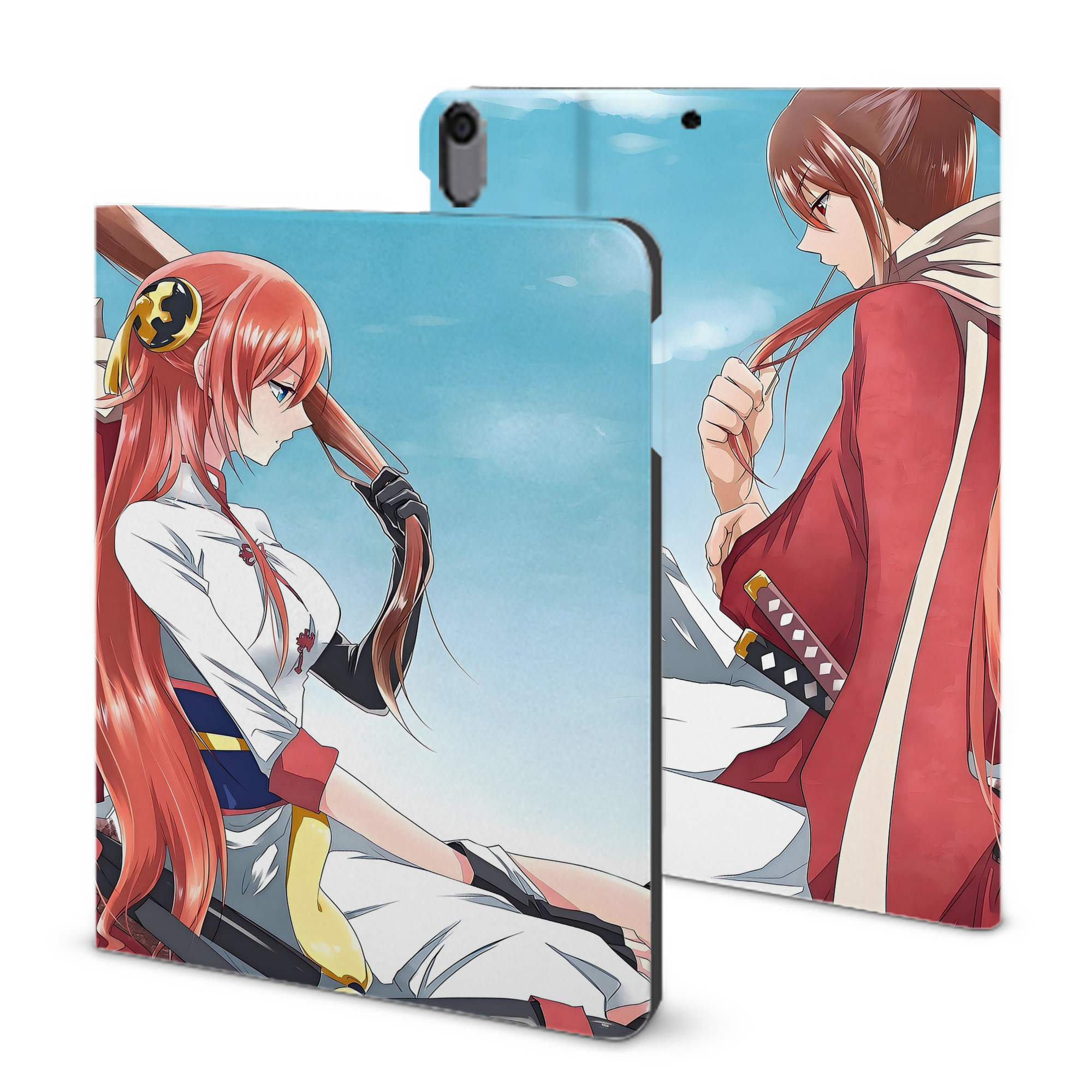 ぎんたま 坂田銀時（さかたぎんとき） 神楽 志村新八（しむら しんぱち） GINTAMA Sakata Gintoki Kagura Shimura Shinpachi IPad ケース ブック型 PUレザー TPU 耐衝撃 軽量 薄型 ペン収納なし 全面保護 IPad 各モデル対応